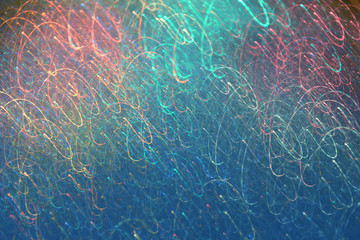 Abstract Multicolored Light Motion of Wavy and Round Line Trails Background. Glowing and Bright Neon Colors. For Disco, Celebration, New Year, Night Rave, Party