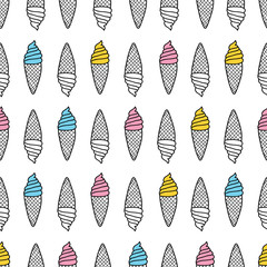 Seamless pattern ice cream cones