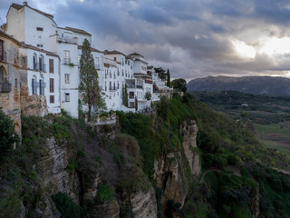 Buildings at edge of canyon of at Ronda, Malaga Province, Spain
