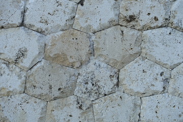テクスチャー　六角形の石で作られた壁　texture of hexagon stone wall