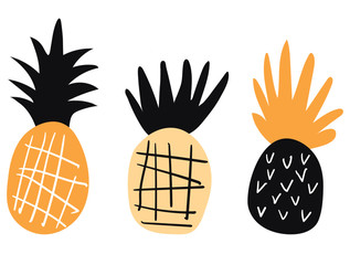 Light pineapples set on white background vector illustration hand draw desing