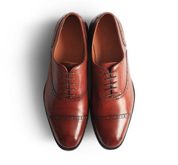 Brown leather men's shoes in classic style