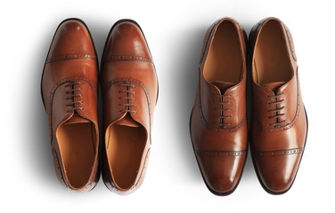 Brown leather men's shoes in classic style