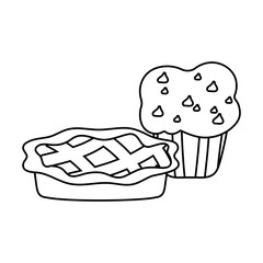 Isolated cupcake and cake dessert vector design