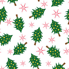 Seamless holiday pattern, Christmas trees