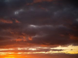 Naklejka na ściany i meble Natural sunset sunrise cloudy sky. Nature background.
