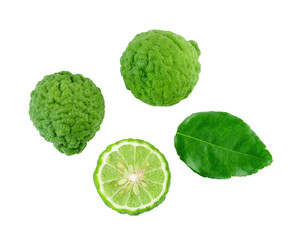 Top view of Bergamot fruit isolated on the white background.