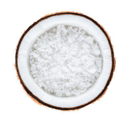 Fototapeta na wymiar coconuts with coconuts flakes isolated on the white background