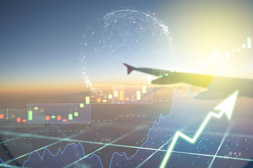 Stock market digital graph chart on LED display concept. A large display of daily stock market price and quotation. Indicator financial forex trade education background.