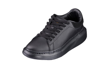 Sport shoes. Black sneaker on a white background. Shoe.