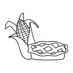 Isolated sweet cake and corn vector design