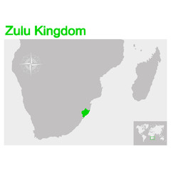 vector illustration with map of the Zulu Kingdom