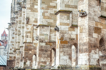 columns side view of St Peter Cathedral in Regensburg 