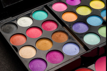 palette of eye shadows