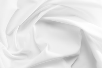 Fototapeta na wymiar Abstract white fabric texture background. Cloth soft wave. Creases of satin, silk, and cotton. 