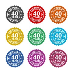 Forty years experience color icon set isolated on white background