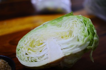 cabbage on a cutting board