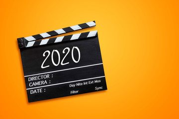 2020 Word title on film slate.