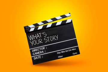 What's your story- text title on film slate