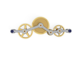 brass gear train with steel polished bridge, jewels and blued screws