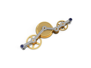 brass gear train with steel polished bridge, jewels and blued screws