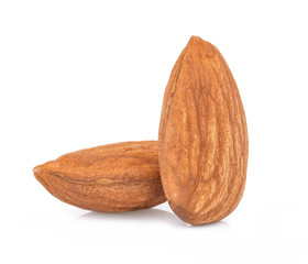  Almonds isolated on white background.
