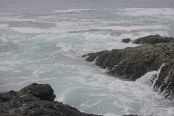 waves crashing on the rocks