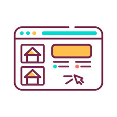 Search house for rental color line icon. Real estate website Pictogram for web page, mobile app, promo. UI UX GUI design element. Editable stroke.