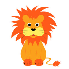 Cartoon lion. Vector illustration on a white background. Drawing for children.