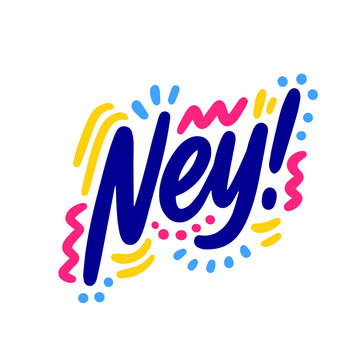 Ney! Lettering for banner, poster and sticker concept with Korean text Yes. Icon message yes on white background. Calligraphic simple logo. Vector Illustration