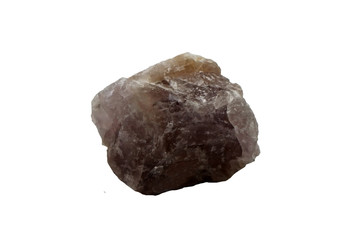 fluorite rock isolated on white background. There is noise and grain caused by the texture of the stone. Fluorite (also called fluorspar) is the mineral form of calcium fluoride.