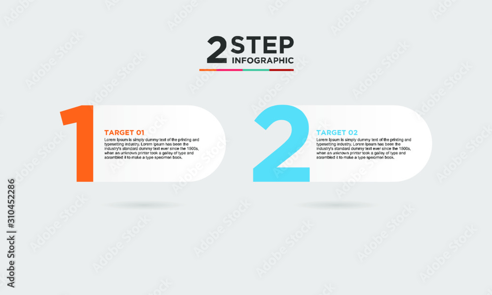 Wall mural 2 step infographic element. business concept with 2 options, steps or processes. data visualization.