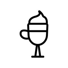 coffee with cream icon vector. A thin line sign. Isolated contour symbol illustration