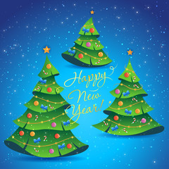 New year trees. Vector illustration