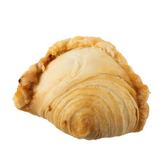 Homemade chicken Curry puffs isolated on white background.