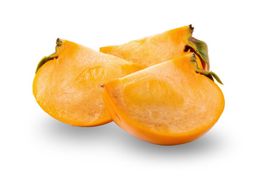 fresh ripe persimmons isolated on white background.