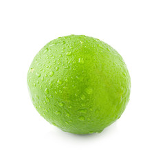 Fresh green lime isolated on white background