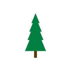 Flat vector Christmas tree icon isolated on a white background.Green pine tree,fir flat icon.