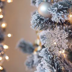 Christmas toys on the Christmas tree.