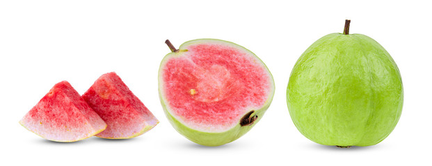 pink guava fruit isolated on white background