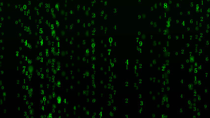 Digital background. Big data. Hacker concept. Abstract matrix. Computer generated many numbers. 3d rendering