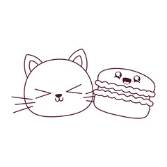 Kawaii cat and cookie cartoon vector design