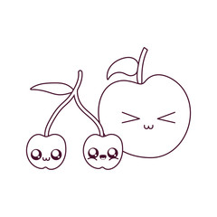 Kawaii cherry and apple cartoon vector design