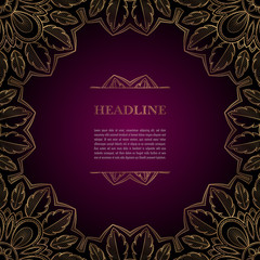 Luxury background with golden ornamental frame for greeting card, invitation or announcement