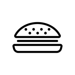 Burger icon vector. A thin line sign. Isolated contour symbol illustration