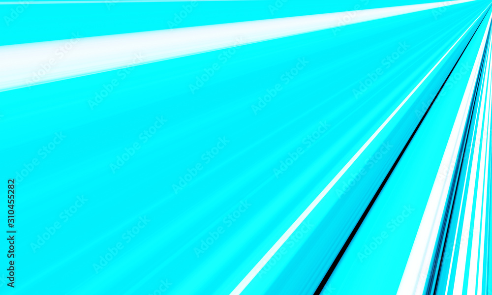 Poster white blue vector and stripes moving fast over dark background. 3d rendering.