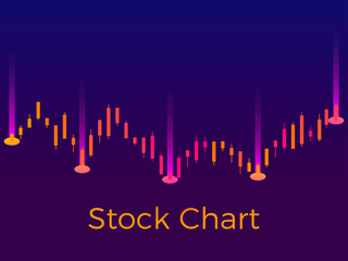 Stock chart, stock market trading. Schedule of rise and fall in prices. Vector illustration