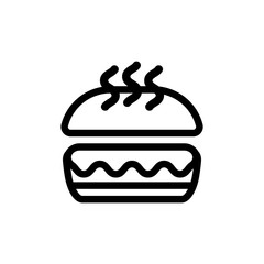 Burger icon vector. A thin line sign. Isolated contour symbol illustration