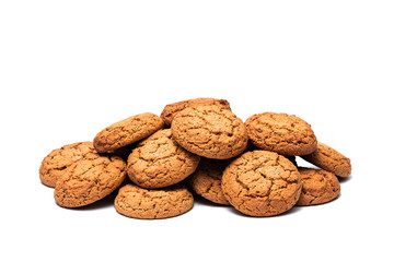 a lot of oatmeal cookies on a white background