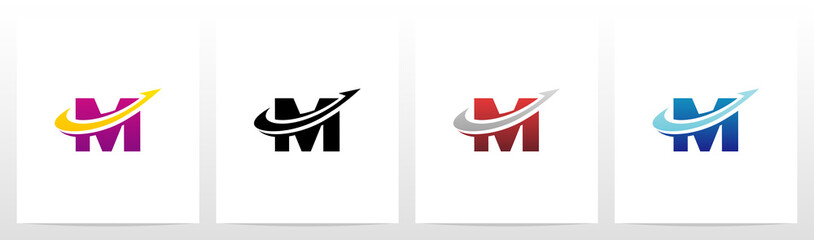 Swoosh Arrow Lines Letter Logo Design M